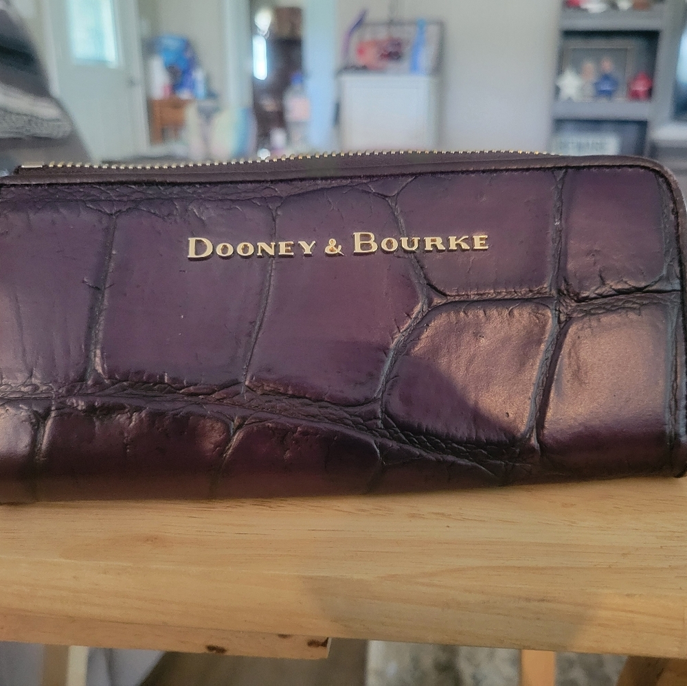 Dooney & Bourke Dark Purple Croc-Embossed Wallet